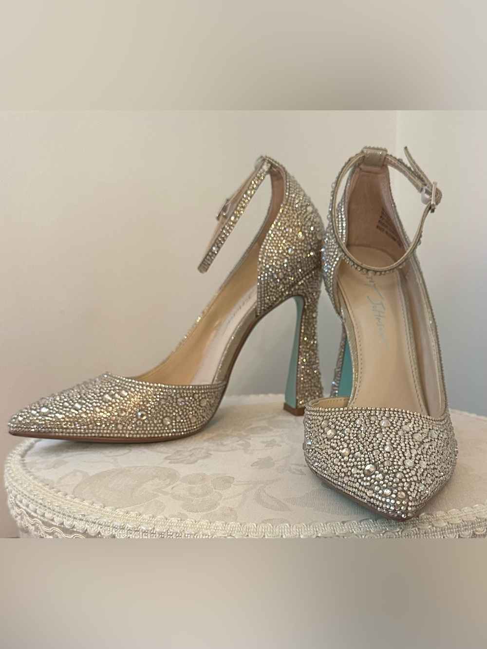 Betsy Johnson Champagne High Heel With Ankle Strap